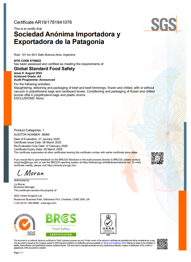 BRC Zertifikat Argentinien