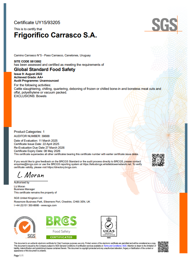 BRC Zertifikat Uruguay